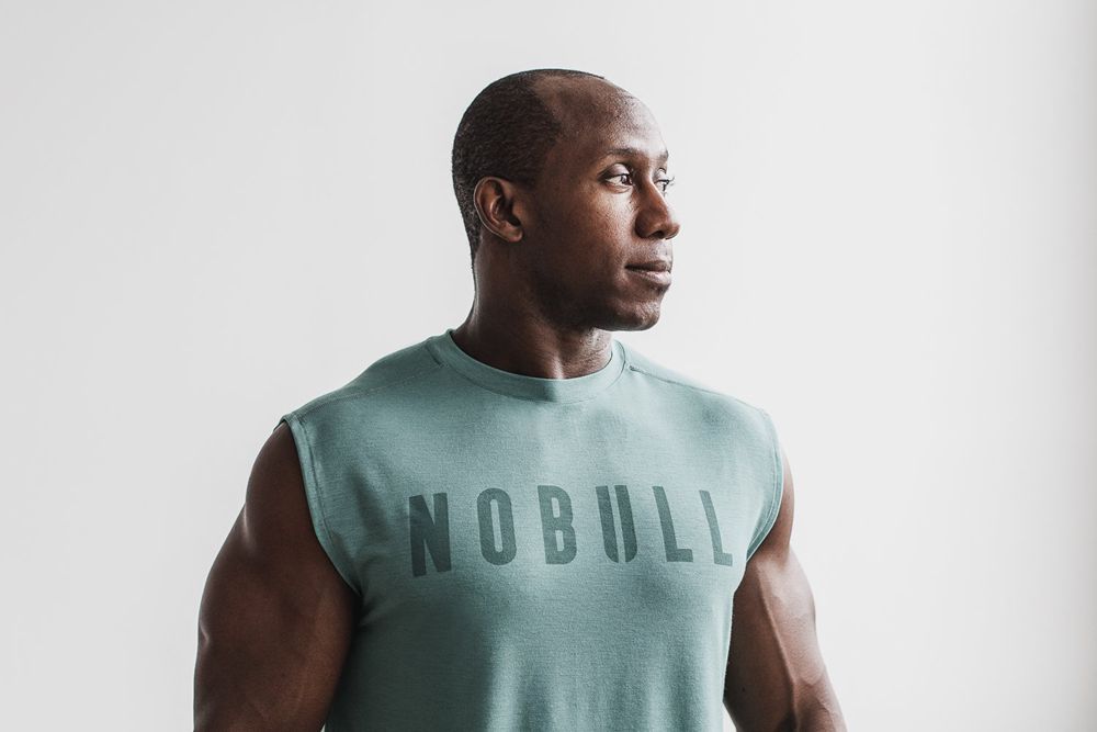 T-Shirts NOBULL Homme Bleu - NOBULL Sin Mangas,France (4876-BHCMR)